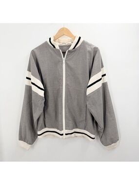Vintage Christian Dior Monsieur Gray Striped Windbreaker Jacket Mens Medium